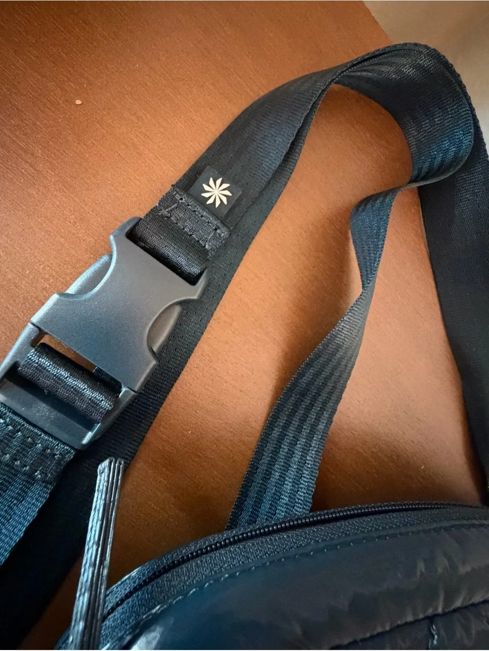 Athleta Shiny Quilted Dark Teal Crossbody Pouch